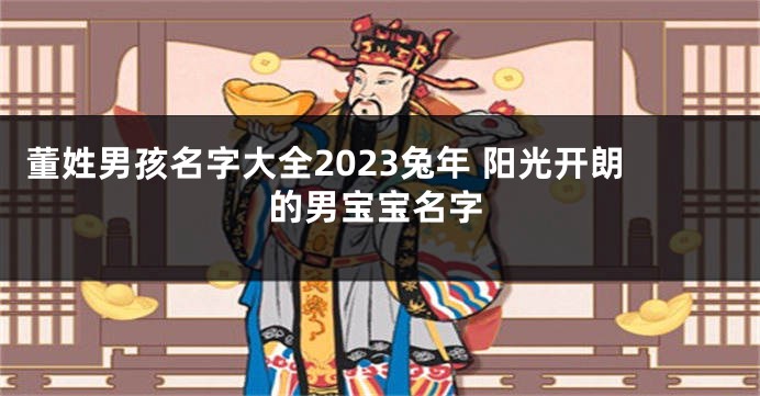 董姓男孩名字大全2023兔年 阳光开朗的男宝宝名字