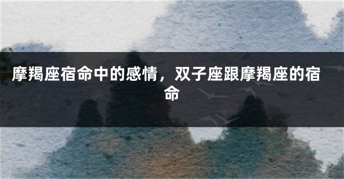 摩羯座宿命中的感情，双子座跟摩羯座的宿命