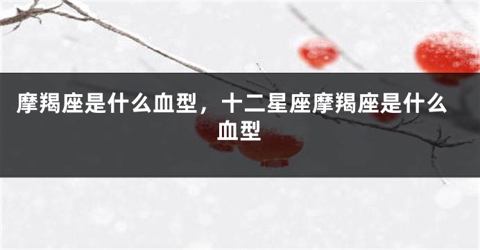 摩羯座是什么血型，十二星座摩羯座是什么血型