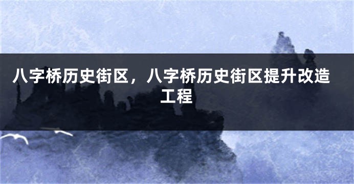 八字桥历史街区，八字桥历史街区提升改造工程