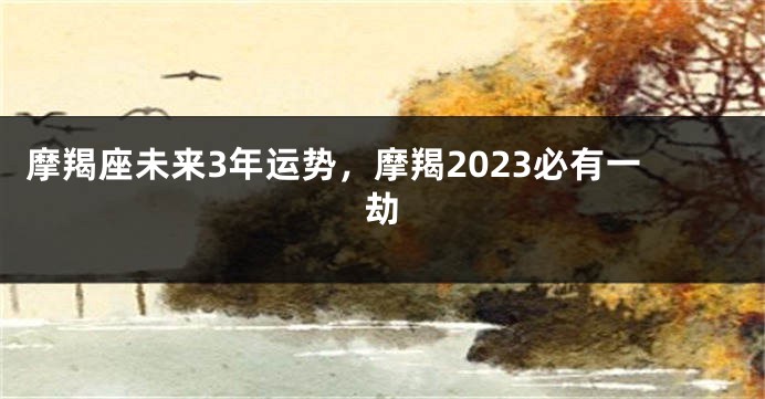 摩羯座未来3年运势，摩羯2023必有一劫