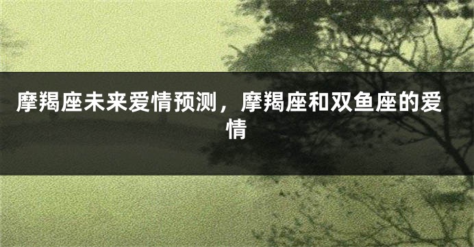 摩羯座未来爱情预测，摩羯座和双鱼座的爱情