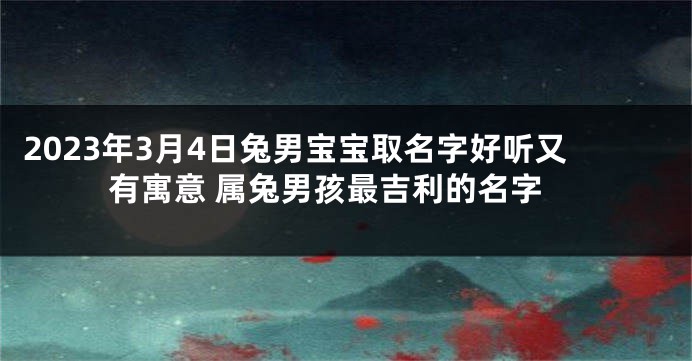 2023年3月4日兔男宝宝取名字好听又有寓意 属兔男孩最吉利的名字
