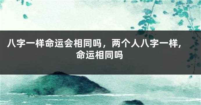 八字一样命运会相同吗，两个人八字一样,命运相同吗