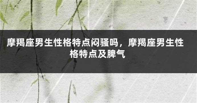 摩羯座男生性格特点闷骚吗，摩羯座男生性格特点及脾气