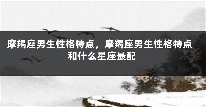 摩羯座男生性格特点，摩羯座男生性格特点和什么星座最配