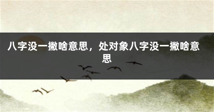 八字没一撇啥意思，处对象八字没一撇啥意思