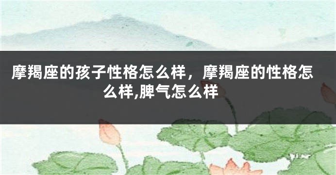 摩羯座的孩子性格怎么样，摩羯座的性格怎么样,脾气怎么样