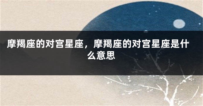 摩羯座的对宫星座，摩羯座的对宫星座是什么意思