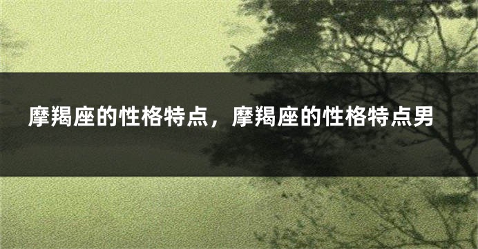 摩羯座的性格特点，摩羯座的性格特点男