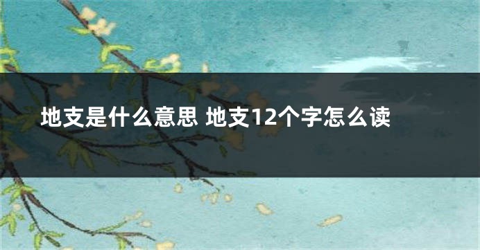 地支是什么意思 地支12个字怎么读