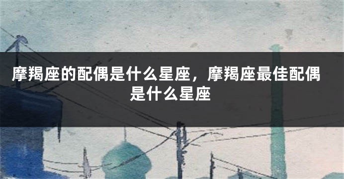 摩羯座的配偶是什么星座，摩羯座最佳配偶是什么星座