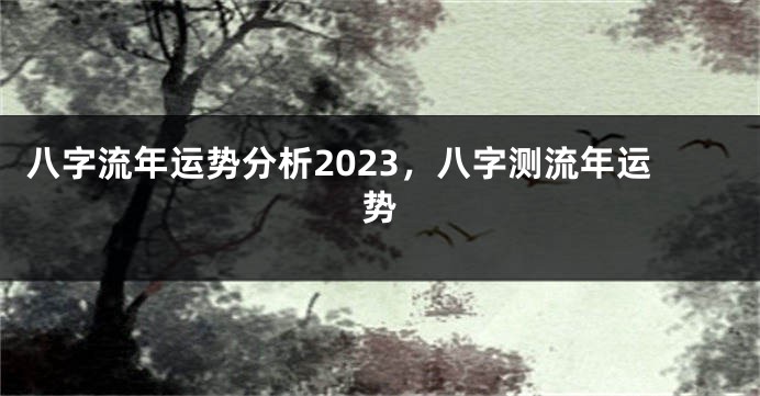 八字流年运势分析2023，八字测流年运势