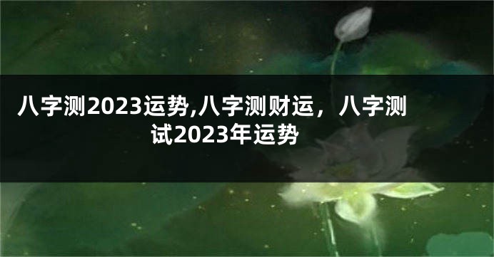 八字测2023运势,八字测财运，八字测试2023年运势