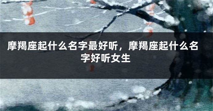 摩羯座起什么名字最好听，摩羯座起什么名字好听女生