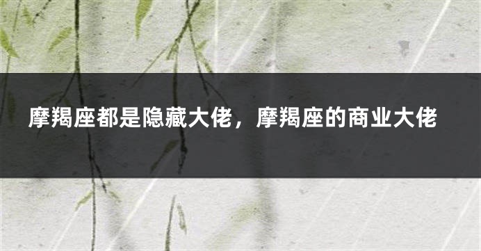 摩羯座都是隐藏大佬，摩羯座的商业大佬