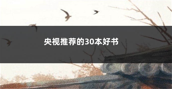 央视推荐的30本好书