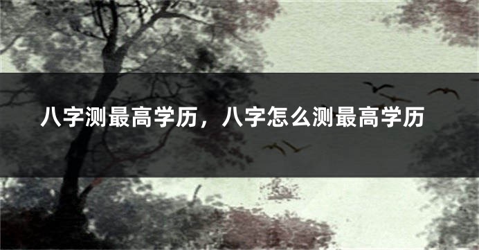 八字测最高学历，八字怎么测最高学历