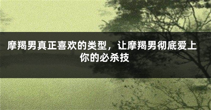 摩羯男真正喜欢的类型，让摩羯男彻底爱上你的必杀技