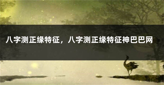 八字测正缘特征，八字测正缘特征神巴巴网