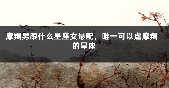 摩羯男跟什么星座女最配，唯一可以虐摩羯的星座