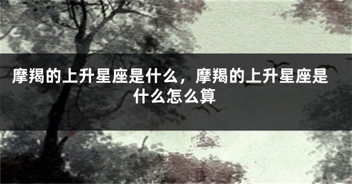摩羯的上升星座是什么，摩羯的上升星座是什么怎么算