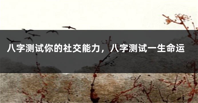 八字测试你的社交能力，八字测试一生命运