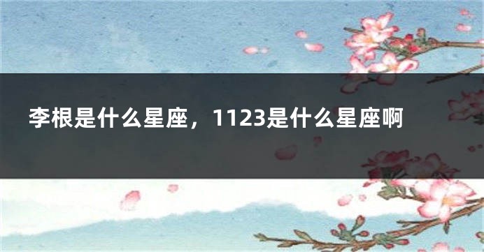 李根是什么星座，1123是什么星座啊