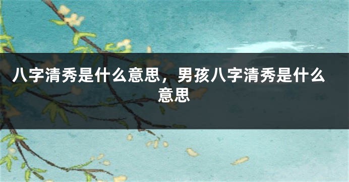 八字清秀是什么意思，男孩八字清秀是什么意思