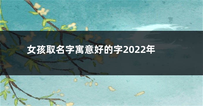 女孩取名字寓意好的字2022年