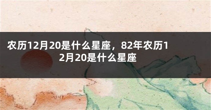 农历12月20是什么星座，82年农历12月20是什么星座