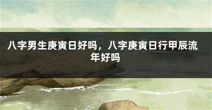 八字男生庚寅日好吗，八字庚寅日行甲辰流年好吗