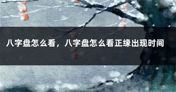 八字盘怎么看，八字盘怎么看正缘出现时间