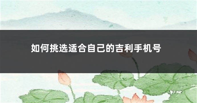 如何挑选适合自己的吉利手机号