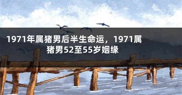 1971年属猪男后半生命运，1971属猪男52至55岁姻缘
