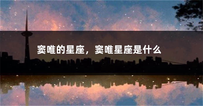 窦唯的星座，窦唯星座是什么