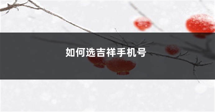 如何选吉祥手机号