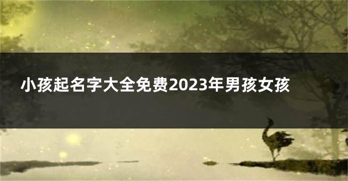 小孩起名字大全免费2023年男孩女孩
