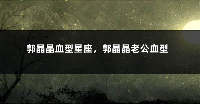郭晶晶血型星座，郭晶晶老公血型