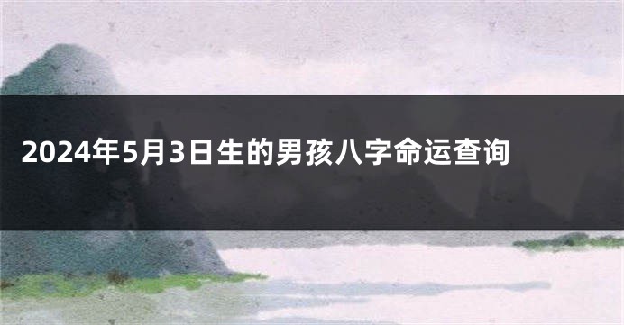 2024年5月3日生的男孩八字命运查询