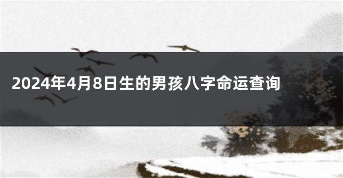 2024年4月8日生的男孩八字命运查询