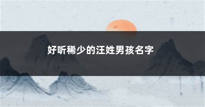 好听稀少的汪姓男孩名字