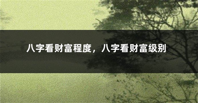 八字看财富程度，八字看财富级别