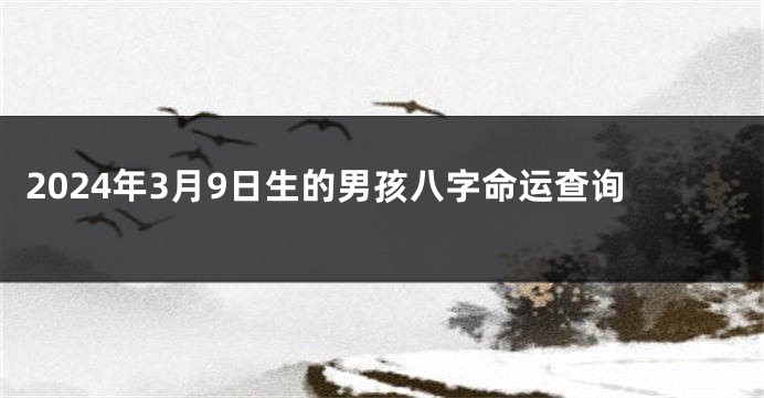 2024年3月9日生的男孩八字命运查询