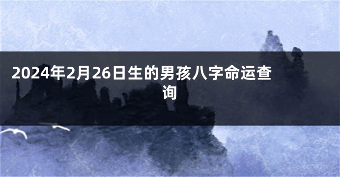 2024年2月26日生的男孩八字命运查询