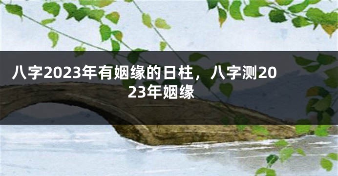 八字2023年有姻缘的日柱，八字测2023年姻缘