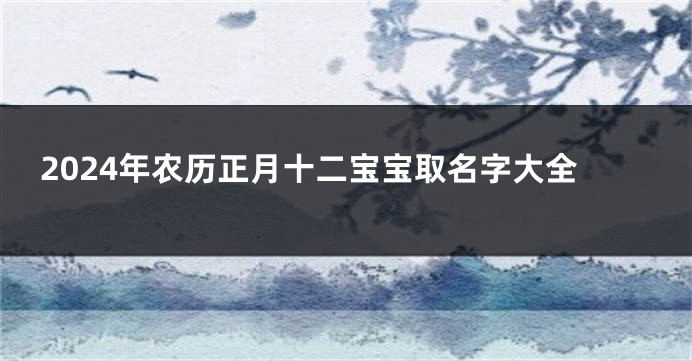 2024年农历正月十二宝宝取名字大全