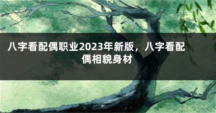 八字看配偶职业2023年新版，八字看配偶相貌身材