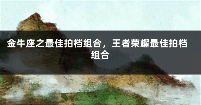 金牛座之最佳拍档组合，王者荣耀最佳拍档组合