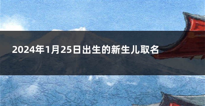 2024年1月25日出生的新生儿取名